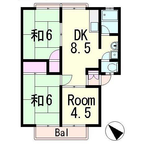ハイツ北浦(3DK/1階)の間取り写真
