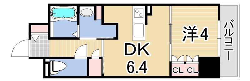 神戸元町NOAH(1DK/9階)の間取り写真
