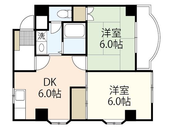 ビラローザ(2DK/3階)の間取り写真