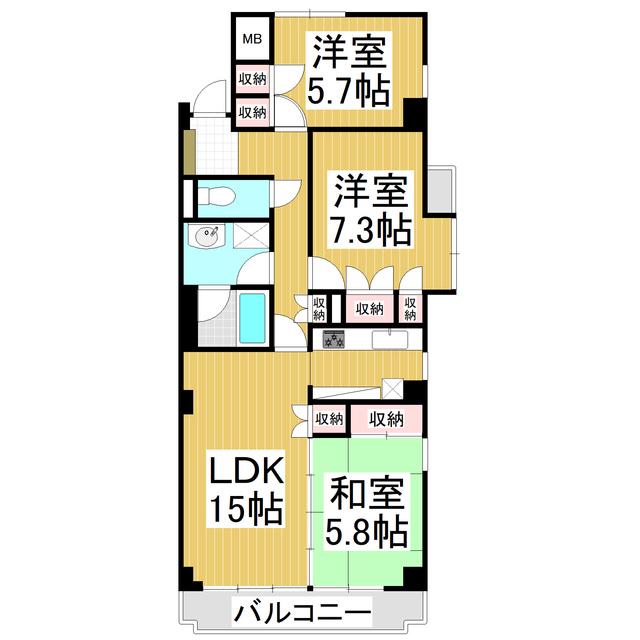 南縣レジデンス(3LDK/4階)の間取り写真