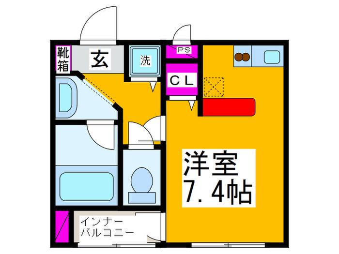 アフルエンス(ワンルーム/2階)の間取り写真