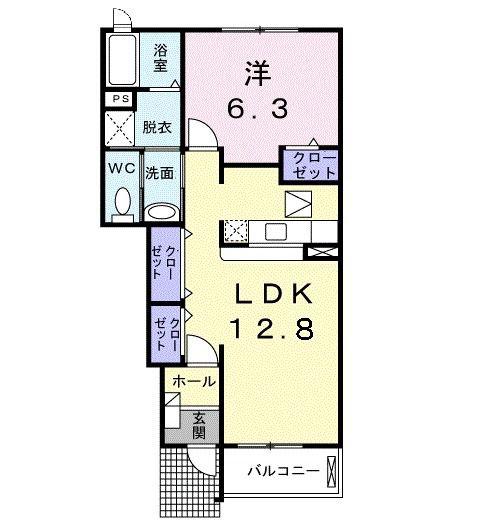 フレスクーラIII(1LDK/1階)の間取り写真