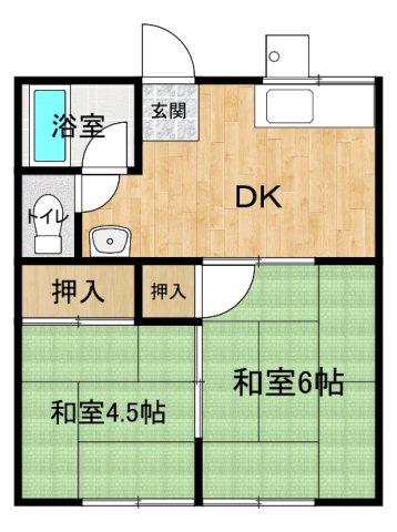 コーポ木村(2DK/1階)の間取り写真