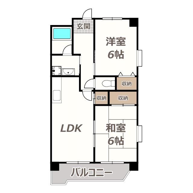 サニーコート・ナカイ(2LDK/3階)の間取り写真