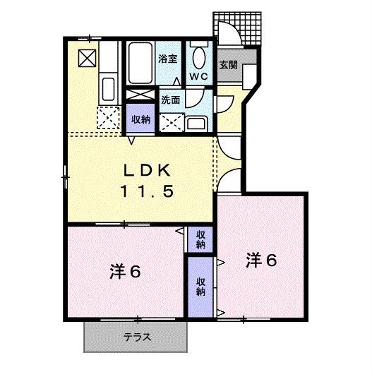 マーヴェラスK(2LDK/1階)の間取り写真
