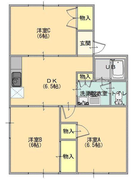 ハイツロワール(3DK/1階)の間取り写真