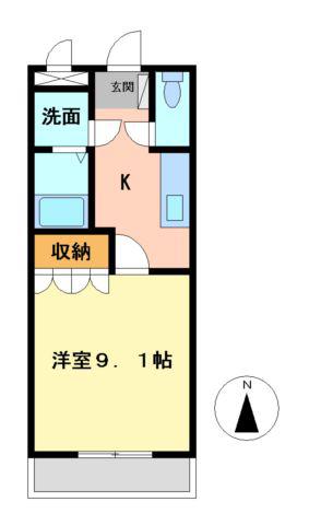 グランディールS・D(1K/1階)の間取り写真