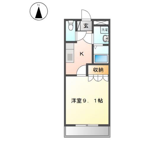 ルーラルハウス(1K/2階)の間取り写真