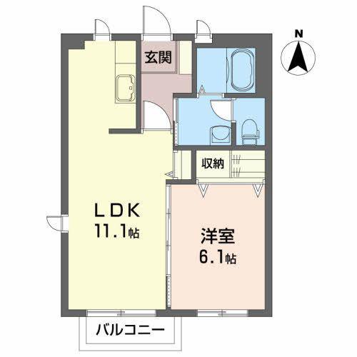 コットン ハウスC(1LDK/1階)の間取り写真