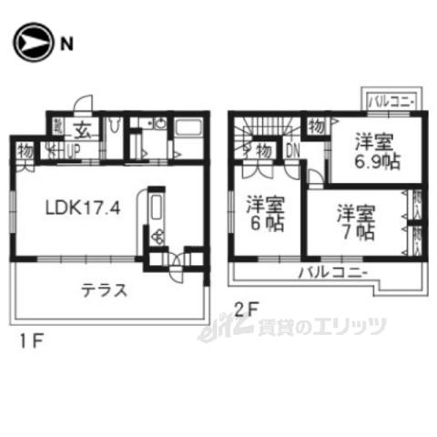 KLINGELBAUM下鴨(3LDK/1階)の間取り写真