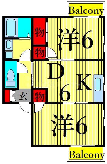 コンポート杉浦(2DK/2階)の間取り写真