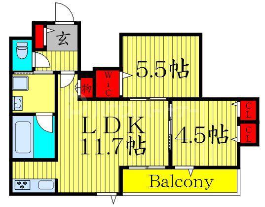テラスニシキ(2LDK/3階)の間取り写真