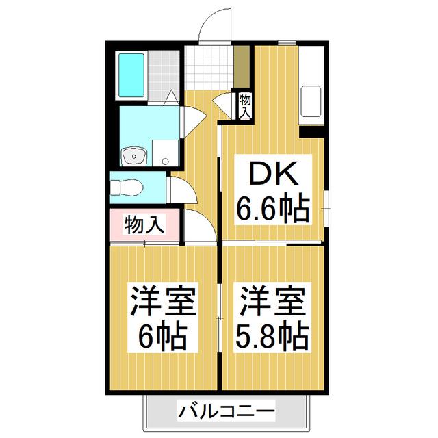 バリュージュ野沢A(2DK/1階)の間取り写真