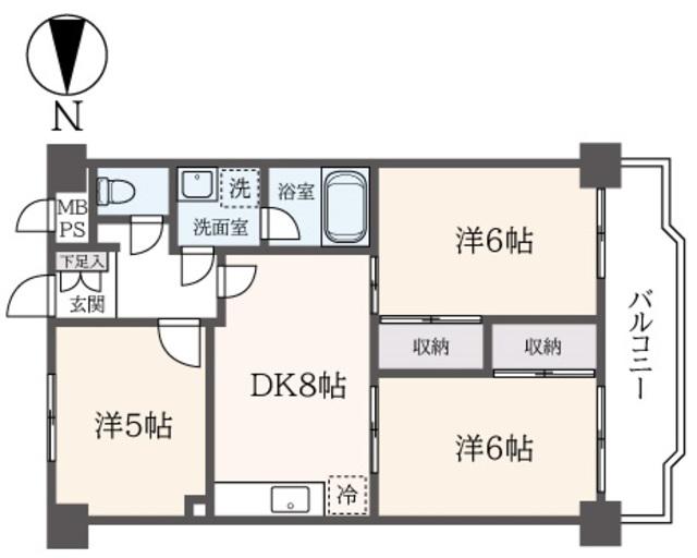 それいゆ相武台(3DK/3階)の間取り写真