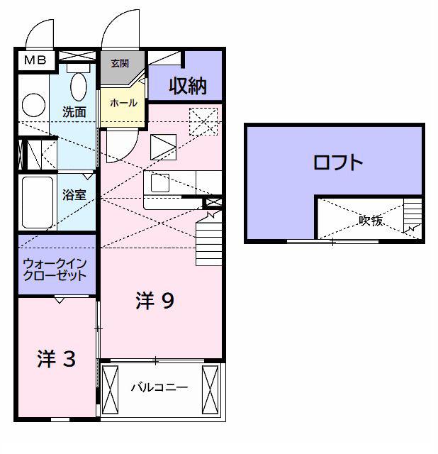 ベル ブリーズI(1SDK/2階)の間取り写真