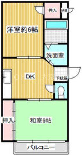 シティー八尾(2DK/3階)の間取り写真