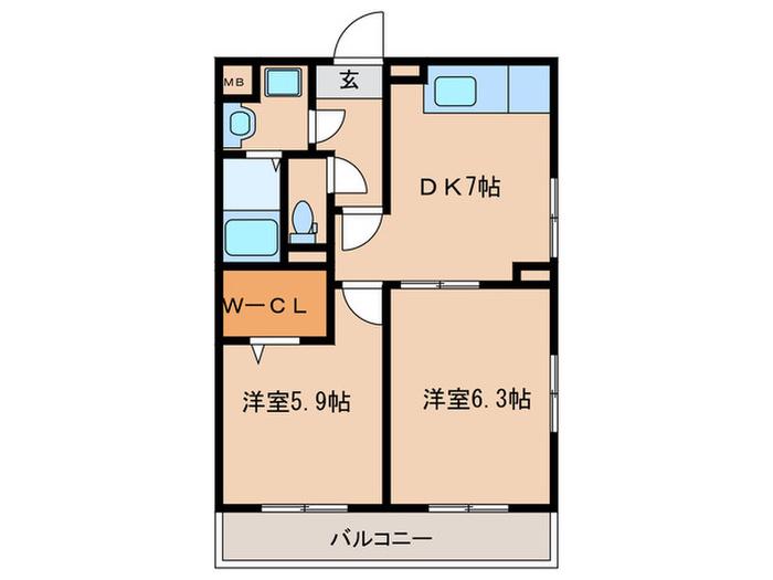 シエラハウス(2DK/3階)の間取り写真