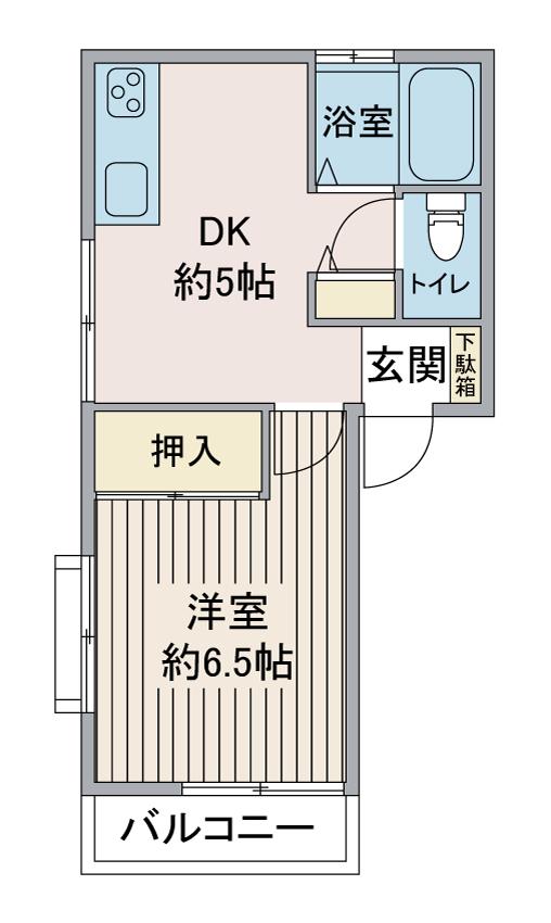 シャトル小林(1DK/1階)の間取り写真