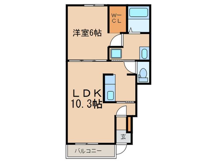 ベレッツア三室戸(1LDK/1階)の間取り写真