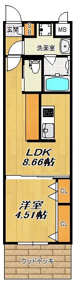 ガレリア加島(1LDK/3階)の間取り写真