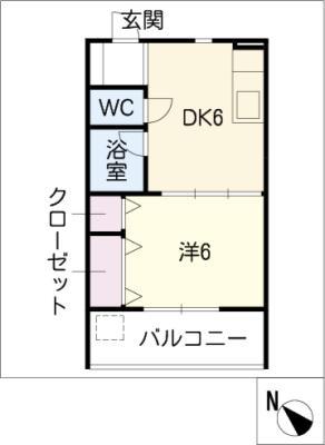 アクセスコートVII(1DK/2階)の間取り写真