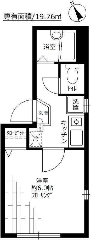 ディアコート大倉山1(1K/2階)の間取り写真