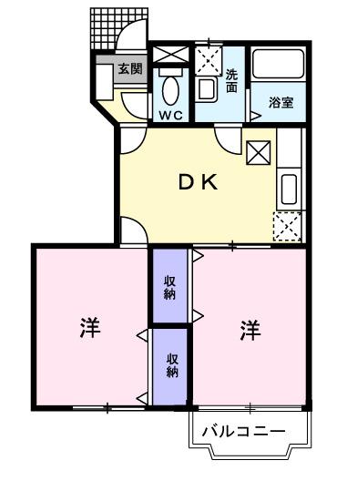 アルカディアI(2DK/1階)の間取り写真
