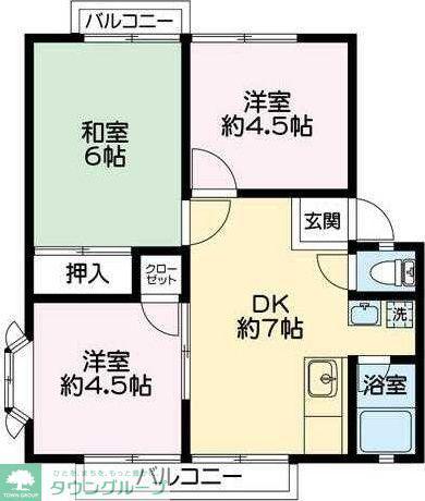 コーポ宇佐美III(3DK/2階)の間取り写真