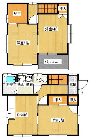 山崎アパート(3SDK/1階)の間取り写真