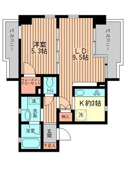 クラージュカマクラヤ(1LDK/5階)の間取り写真