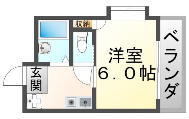 コリーヌ千里(1K/1階)の間取り写真