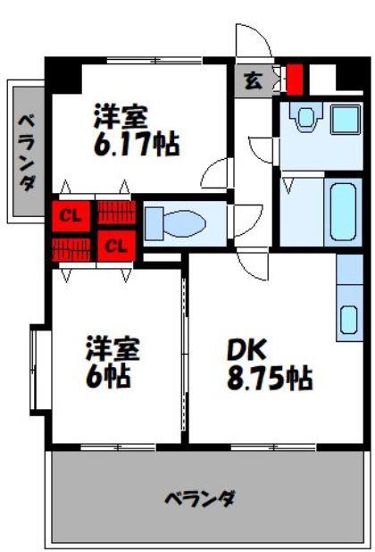 パークラガッツア(2LDK/5階)の間取り写真