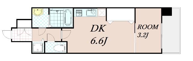 THE GARNET MILLENNIUM KYOTO九条烏丸(1DK/2階)の間取り写真