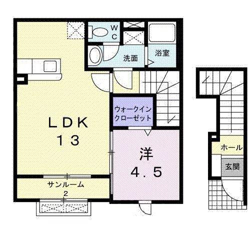 シャルマン II(1LDK/2階)の間取り写真