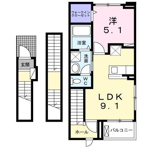 FFヒルズ2(1LDK/3階)の間取り写真