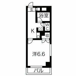 メゾンヤスフク(1K/1階)の間取り写真
