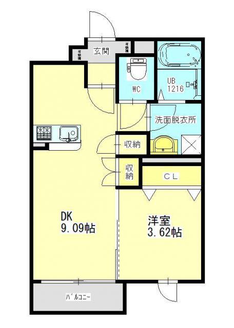 GRAND ESPOIR(1DK/3階)の間取り写真