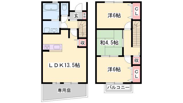 山陽電鉄本線 尾上の松駅 徒歩24分 2階建 築19年(3LDK/1階)の間取り写真