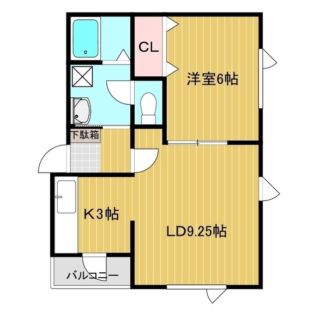 グローリーハイツ北進(1LDK/3階)の間取り写真