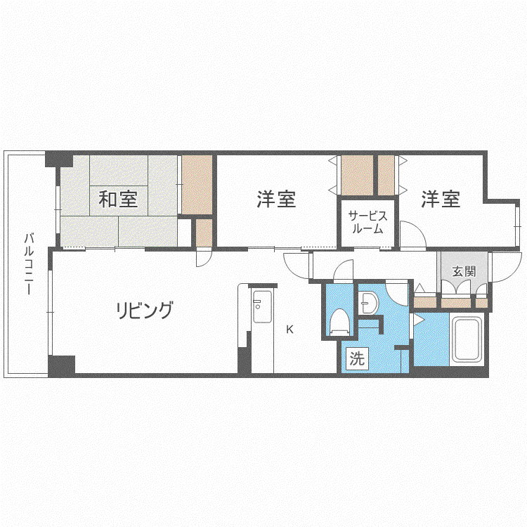 パークヒルズ南10条(3SLDK/3階)の間取り写真