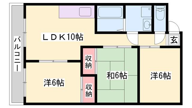 ヤシログリーンパレス(3LDK/2階)の間取り写真