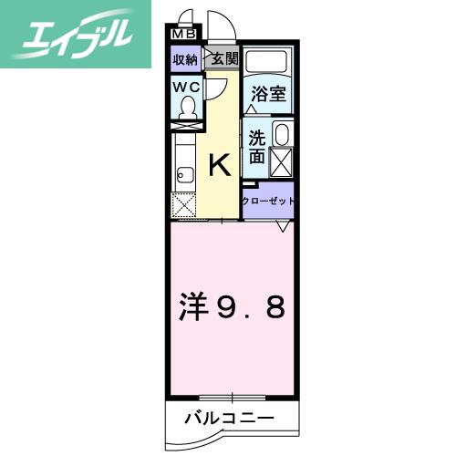 アヴィオンA(1K/1階)の間取り写真