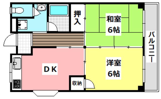 ホワイトピア中西(2DK/2階)の間取り写真