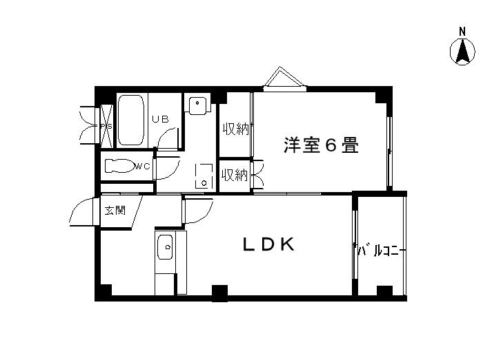 メゾン南手城 南手城町三丁目(1LDK/1階)の間取り写真