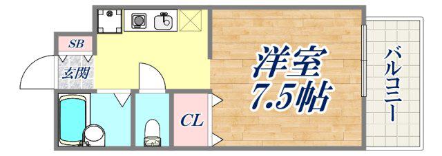 エスポワール須磨(1K/2階)の間取り写真