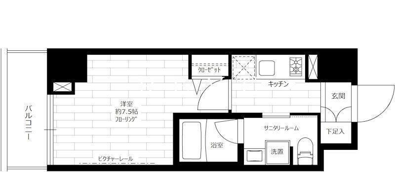 ステージファースト新御徒町II(1K/3階)の間取り写真