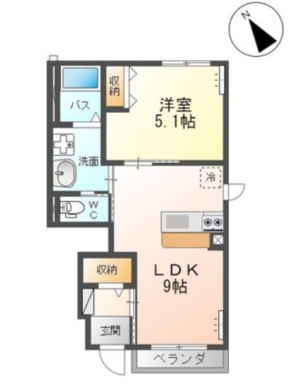 ルナ・ピエーナIII(1LDK/1階)の間取り写真