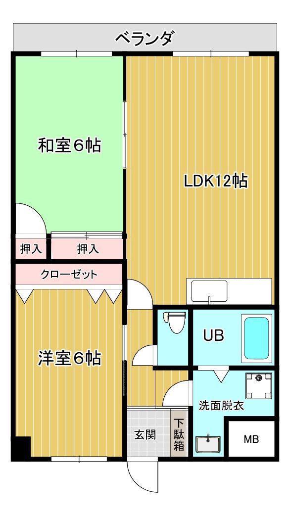 マウンテンヒル弐番館(2LDK/5階)の間取り写真
