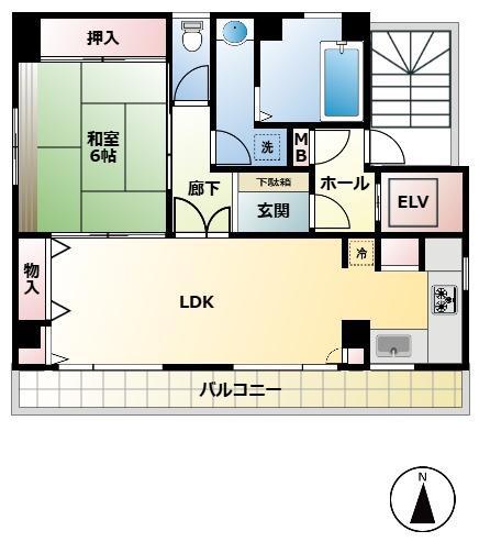 ROOTSビル(1LDK/5階)の間取り写真