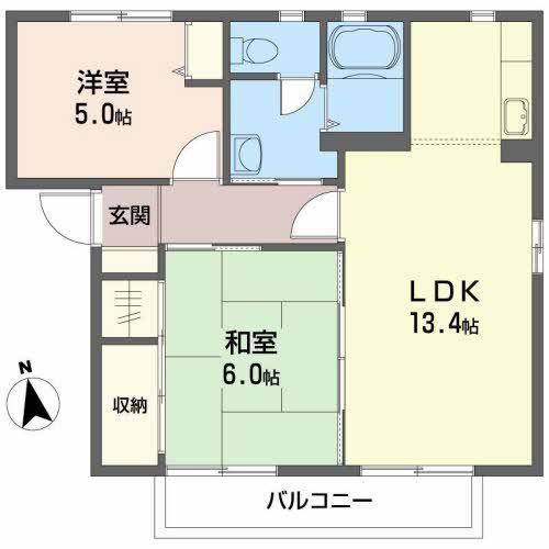 サンライズコーポ(2LDK/2階)の間取り写真